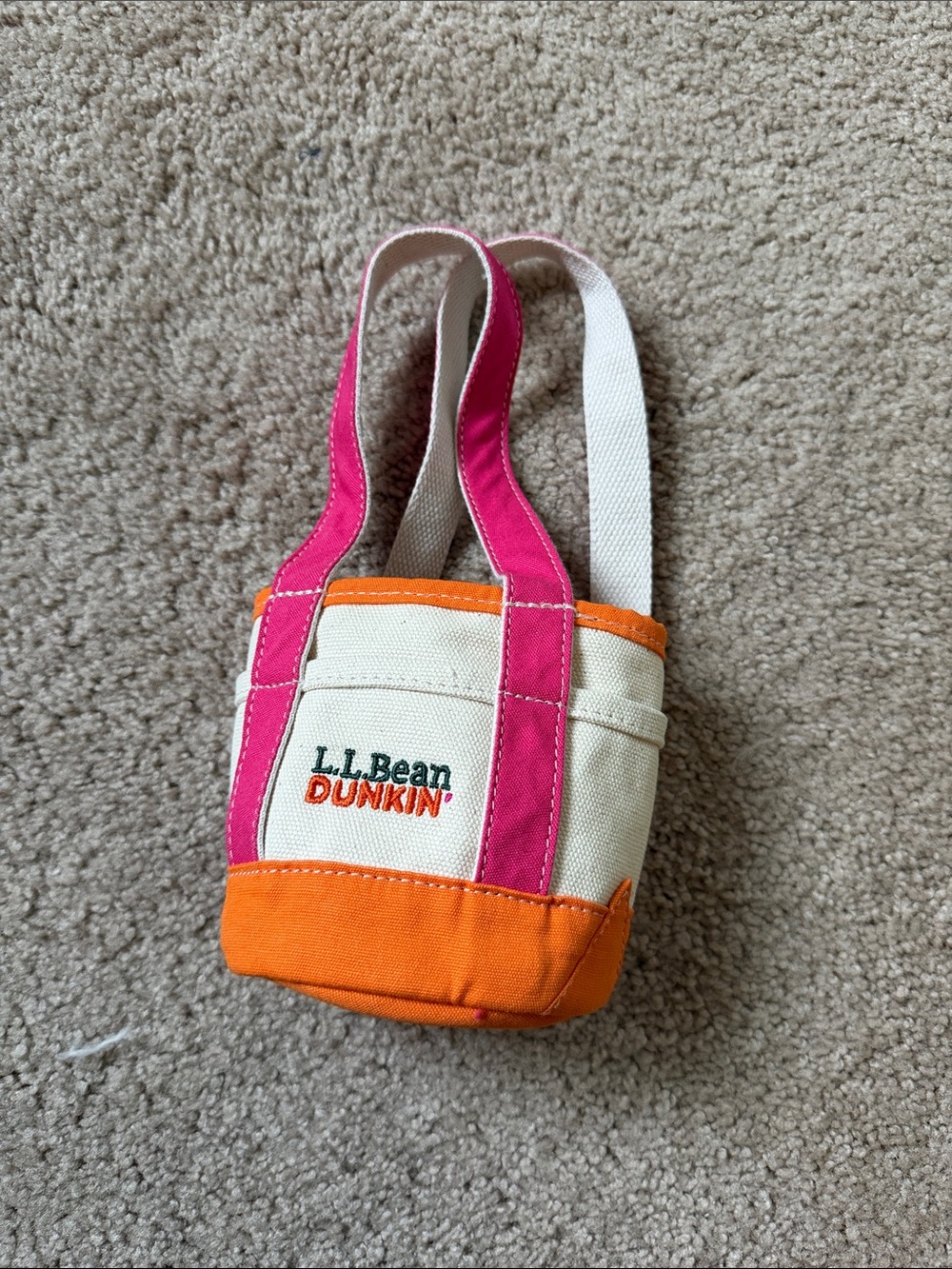 L.L.Bean x Dunkin' Mini Canvas Tote in Pink, Orange & Cream